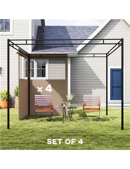 Outsunny 4 Pack Replacement Gazebo Curtains Privacy Panel for Most 3 x 3 m Gazebo, Outdoor Shelter Sidewalls, Khaki - pic 186047 | FastDaddyshop