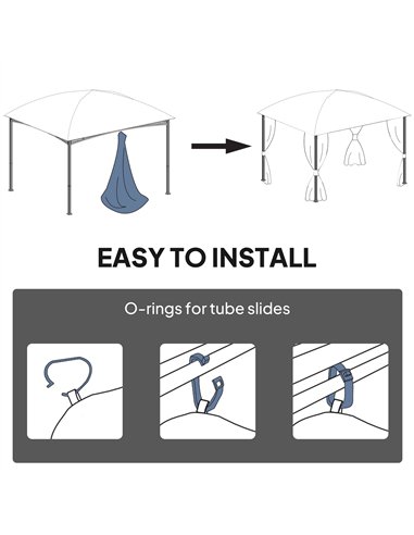 Outsunny 4 Pack Replacement Gazebo Curtains Privacy Panel for Most 3 x 3 m Gazebo, Outdoor Shelter Sidewalls, Khaki