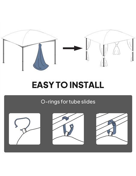 Outsunny 4 Pack Replacement Gazebo Curtains Privacy Panel for Most 3 x 3 m Gazebo, Outdoor Shelter Sidewalls, Khaki - pic 186051 | FastDaddyshop
