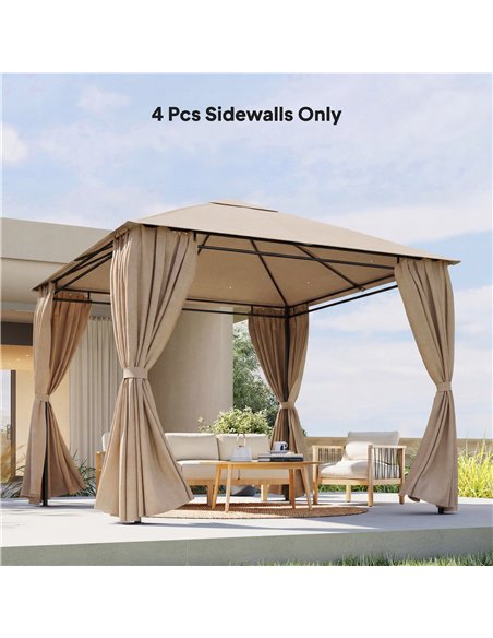 Outsunny 4 Pack Replacement Gazebo Curtains Privacy Panel for Most 3 x 3 m Gazebo, Outdoor Shelter Sidewalls, Khaki - pic 186052 | FastDaddyshop