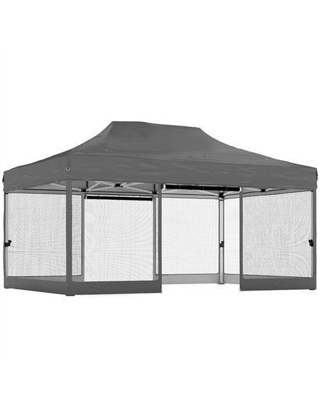 Outsunny 3 x 4.5 m Pop Up Gazebo with Mesh Nettings, UPF50+ Heavy Duty Outdoor Garden Party Tent Marquee, Dark Grey - pic 186062 | FastDaddyshop