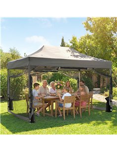Outsunny 3 x 4.5 m Pop Up Gazebo with Mesh Nettings, UPF50+ Heavy Duty Outdoor Garden Party Tent Marquee, Dark Grey 2