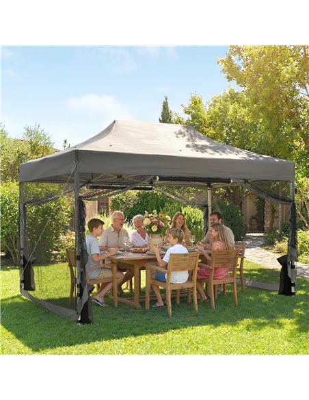 Outsunny 3 x 4.5 m Pop Up Gazebo with Mesh Nettings, UPF50+ Heavy Duty Outdoor Garden Party Tent Marquee, Dark Grey - pic 186063 | FastDaddyshop
