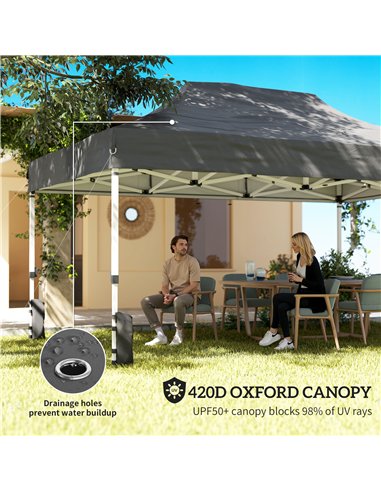 Outsunny 3 x 4.5 m Pop Up Gazebo with Mesh Nettings, UPF50+ Heavy Duty Outdoor Garden Party Tent Marquee, Dark Grey