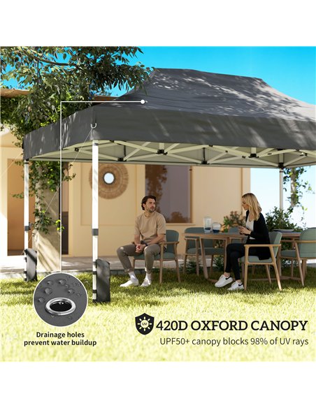 Outsunny 3 x 4.5 m Pop Up Gazebo with Mesh Nettings, UPF50+ Heavy Duty Outdoor Garden Party Tent Marquee, Dark Grey - pic 186066 | FastDaddyshop
