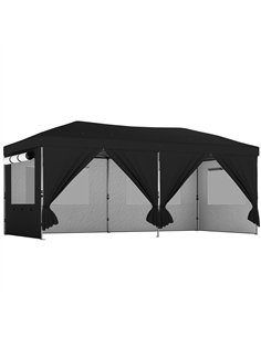 Outsunny 3 x 6 m Pop Up Canopy with UV50+ Protection Garden Gazebo with 6 Sidewalls, Black
