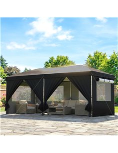Outsunny 3 x 6 m Pop Up Canopy with UV50+ Protection Garden Gazebo with 6 Sidewalls, Black 2