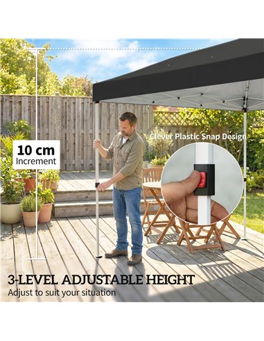 Outsunny 3 x 6 m Pop Up Canopy with UV50+ Protection Garden Gazebo with 6 Sidewalls, Black