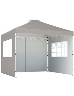 Outsunny Pop Up Gazebo Waterproof Height Adjustable Canopy with 3 Sidewalls Wheeled Bag for Parties 3 x 3 m Grey