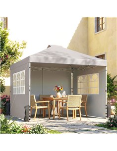 Outsunny Pop Up Gazebo Waterproof Height Adjustable Canopy with 3 Sidewalls Wheeled Bag for Parties 3 x 3 m Grey 2