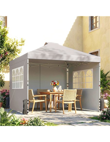 Outsunny Pop Up Gazebo Waterproof Height Adjustable Canopy with 3 Sidewalls Wheeled Bag for Parties 3 x 3 m Grey - pic 186081 | FastDaddyshop