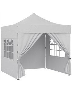 Outsunny 3 x 3 m Pop Up Gazebo with Sidewalls, UPF50+ Heavy Duty Garden Party Tent Marquee with Wheeled Carry Bag, Silver Grey