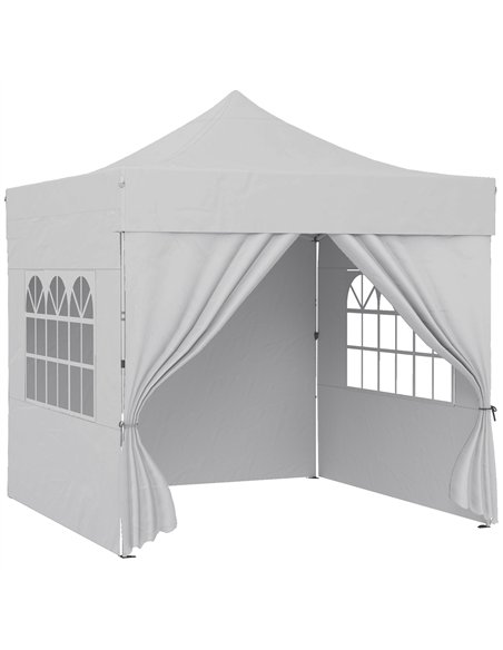 Outsunny 3 x 3 m Pop Up Gazebo with Sidewalls, UPF50+ Heavy Duty Garden Party Tent Marquee with Wheeled Carry Bag, Silver Grey - pic 186089 | FastDaddyshop