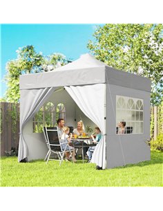 Outsunny 3 x 3 m Pop Up Gazebo with Sidewalls, UPF50+ Heavy Duty Garden Party Tent Marquee with Wheeled Carry Bag, Silver Grey 2