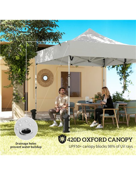 Outsunny 3 x 3 m Pop Up Gazebo with Sidewalls, UPF50+ Heavy Duty Garden Party Tent Marquee with Wheeled Carry Bag, Silver Grey - pic 186093 | FastDaddyshop