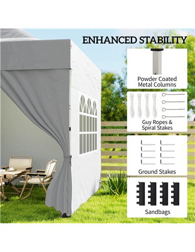 Outsunny 3 x 3 m Pop Up Gazebo with Sidewalls, UPF50+ Heavy Duty Garden Party Tent Marquee with Wheeled Carry Bag, Silver Grey