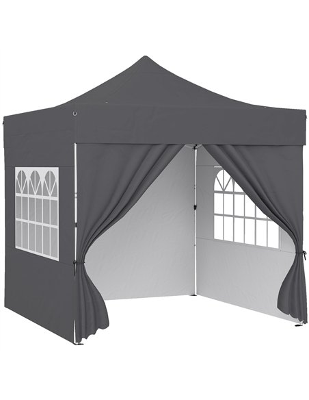 Outsunny 3 x 3 m Pop Up Gazebo with Sidewalls, UPF50+ Heavy Duty Garden Party Tent Marquee with Wheeled Carry Bag, Dark Grey - pic 186098 | FastDaddyshop
