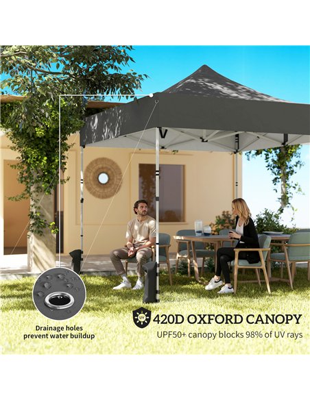 Outsunny 3 x 3 m Pop Up Gazebo with Sidewalls, UPF50+ Heavy Duty Garden Party Tent Marquee with Wheeled Carry Bag, Dark Grey - pic 186102 | FastDaddyshop