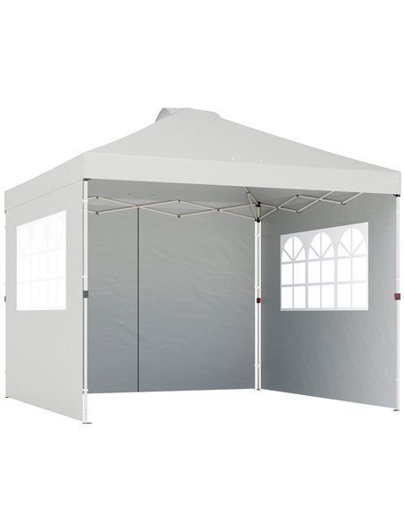 Outsunny Pop Up Gazebo Waterproof Height Adjustable Canopy with 3 Sidewalls Wheeled Bag for Parties 3 x 3 m White - pic 186107 | FastDaddyshop