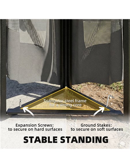 Outsunny 3.3 x 3.3 m Outdoor Garden Gazebo with Post Shelves, UPF50+ Patio Permanent Pavilion with Hook, Dark Grey - pic 186123 | FastDaddyshop