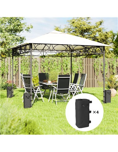 Outsunny Set of 4 Heavy Duty Gazebo Weights Bags, 500D Sand Weights with Carry Handles for Garden Marquee, Parasol, Black