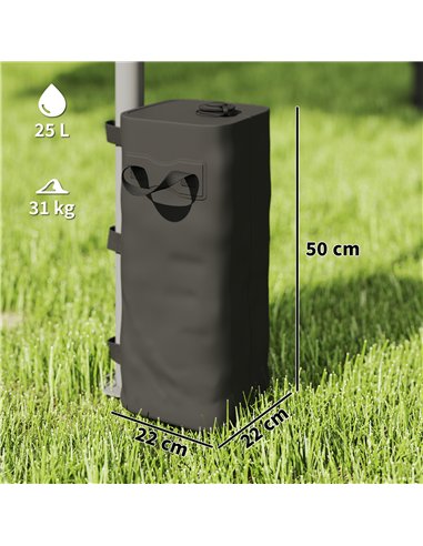 Outsunny Set of 4 Heavy Duty Gazebo Weights Bags, 500D Sand Weights with Carry Handles for Garden Marquee, Parasol, Black