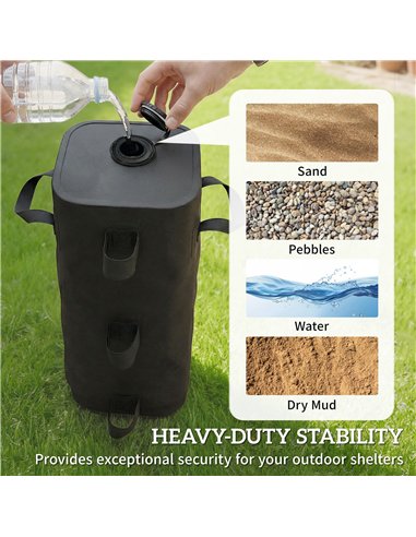 Outsunny Set of 4 Heavy Duty Gazebo Weights Bags, 500D Sand Weights with Carry Handles for Garden Marquee, Parasol, Black