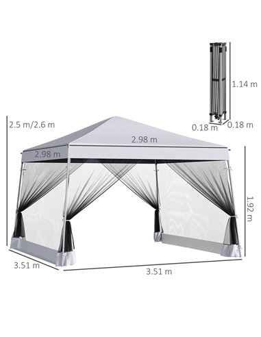 Outsunny 3.6m x 3.6m Pop Up Steel Frame Garden Gazebo White
