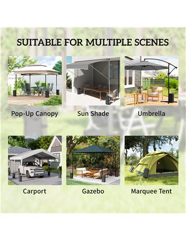 Outsunny Set of 4 Heavy Duty Gazebo Weights Bags, 500D Sand Weights with Carry Handles for Garden Marquee, Parasol, Black