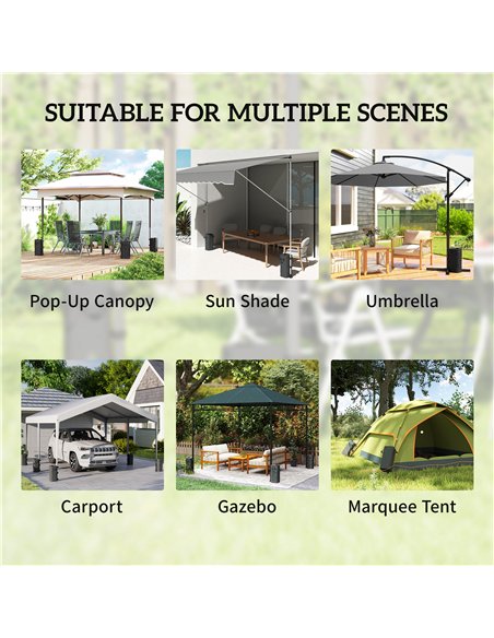 Outsunny Set of 4 Heavy Duty Gazebo Weights Bags, 500D Sand Weights with Carry Handles for Garden Marquee, Parasol, Black - pic 186132 | FastDaddyshop