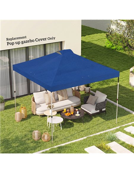 Outsunny Gazebo Roof Replacement UV50+ Waterproof Pop Up Canopy Cover with 8 Drainage Holes 3 x 3 m Blue - pic 186135 | FastDaddyshop