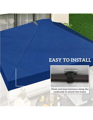 Outsunny Gazebo Roof Replacement UV50+ Waterproof Pop Up Canopy Cover with 8 Drainage Holes 3 x 3 m Blue