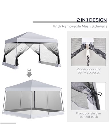Outsunny 3.6m x 3.6m Pop Up Steel Frame Garden Gazebo White