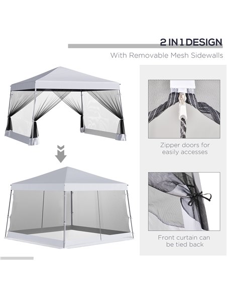 Outsunny 3.6m x 3.6m Pop Up Steel Frame Garden Gazebo White - pic 18614 | FastDaddyshop
