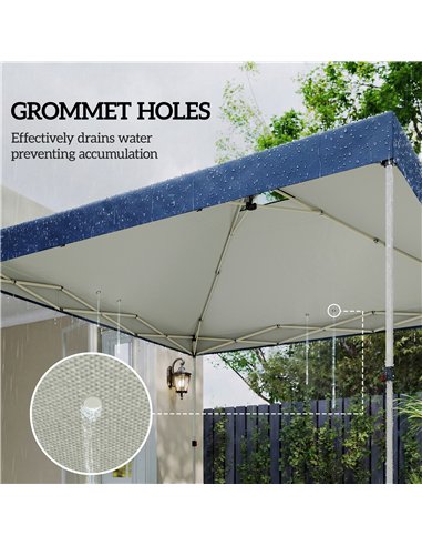 Outsunny Gazebo Roof Replacement UV50+ Waterproof Pop Up Canopy Cover with 8 Drainage Holes 3 x 3 m Blue