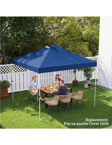 Outsunny Gazebo Roof Replacement UV50+ Waterproof Pop Up Canopy Cover with 8 Drainage Holes 3 x 3 m Blue - pic 186142 | FastDaddyshop