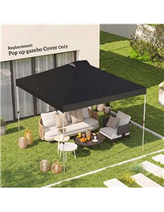 Outsunny gazebo roof replacement UV50+ Waterproof Pop Up Canopy Cover with 8 Drainage Holes 3 x 3 m Black 2