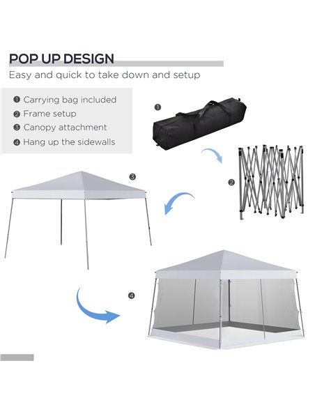 Outsunny 3.6m x 3.6m Pop Up Steel Frame Garden Gazebo White - pic 18615 | FastDaddyshop