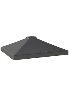 Outsunny Gazebo Roof Replacement UV50+ Waterproof Pop Up Canopy Cover with 8 Drainage Holes 3 x 3 m Dark Grey