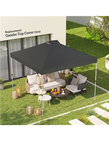 Outsunny Gazebo Roof Replacement UV50+ Waterproof Pop Up Canopy Cover with 8 Drainage Holes 3 x 3 m Dark Grey - pic 186153 | FastDaddyshop