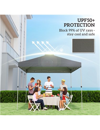 Outsunny Gazebo Roof Replacement UV50+ Waterproof Pop Up Canopy Cover with 8 Drainage Holes 3 x 3 m Dark Grey