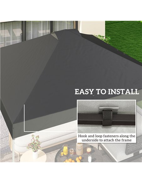 Outsunny Gazebo Roof Replacement UV50+ Waterproof Pop Up Canopy Cover with 8 Drainage Holes 3 x 3 m Dark Grey - pic 186157 | FastDaddyshop
