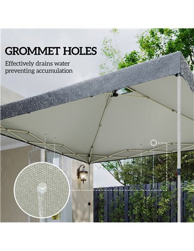 Outsunny Gazebo Roof Replacement UV50+ Waterproof Pop Up Canopy Cover with 8 Drainage Holes 3 x 3 m Dark Grey