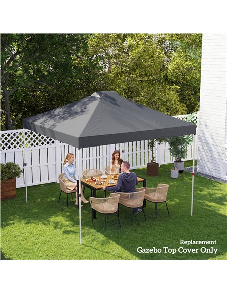 Outsunny Gazebo Roof Replacement UV50+ Waterproof Pop Up Canopy Cover with 8 Drainage Holes 3 x 3 m Dark Grey - pic 186160 | FastDaddyshop