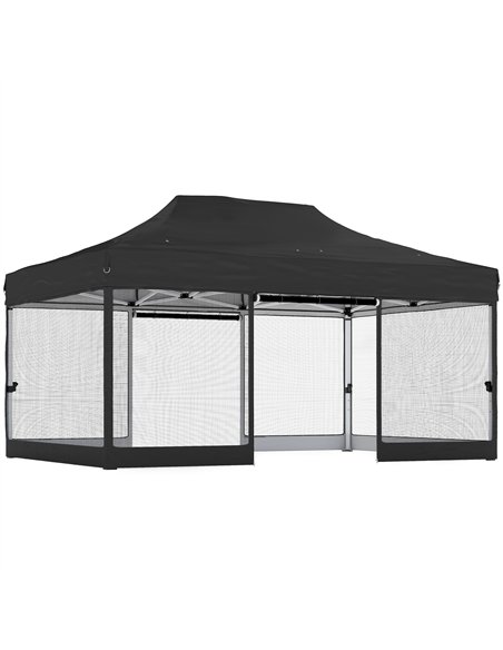 Outsunny 3 x 4.5 m Pop Up Gazebo with Mesh Nettings, UPF50+ Heavy Duty Outdoor Garden Party Tent Marquee, Black - pic 186161 | FastDaddyshop