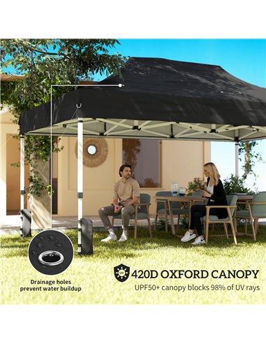 Outsunny 3 x 4.5 m Pop Up Gazebo with Mesh Nettings, UPF50+ Heavy Duty Outdoor Garden Party Tent Marquee, Black