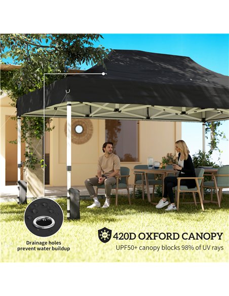 Outsunny 3 x 4.5 m Pop Up Gazebo with Mesh Nettings, UPF50+ Heavy Duty Outdoor Garden Party Tent Marquee, Black - pic 186165 | FastDaddyshop