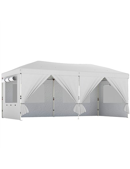 Outsunny 3 x 6 m Pop Up Canopy with UV50+ Protection Garden Gazebo with 6 Sidewalls, White - pic 186179 | FastDaddyshop