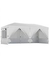Outsunny 3 x 6 m Pop Up Canopy with UV50+ Protection Garden Gazebo with 6 Sidewalls, White