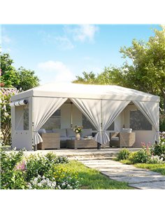 Outsunny 3 x 6 m Pop Up Canopy with UV50+ Protection Garden Gazebo with 6 Sidewalls, White 2
